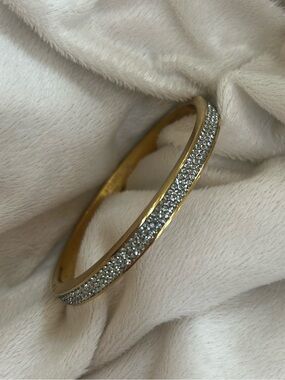 Henri Bendel Gold and Silver Crystal Pavé Bangle Bracelet